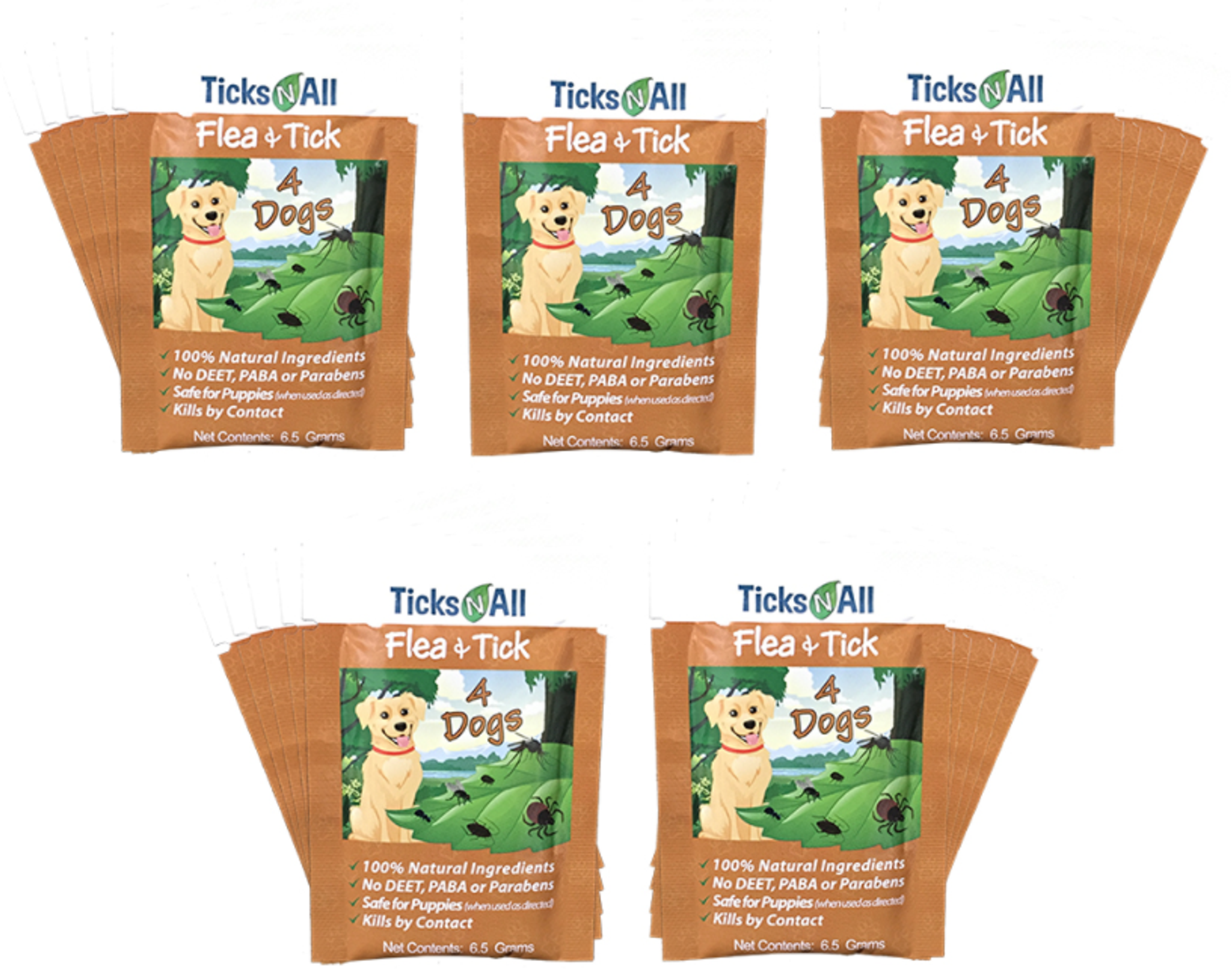 Ticks-N-All All Natural Flea and Tick Wipes 4-Dogs (25 count.) Flea & Tick