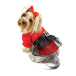 Klippo Pet Inc Sparkling Red Dress with Puffy Sleeves Dog Clothes