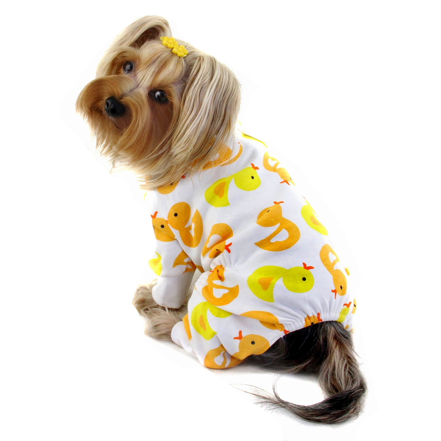 Klippo Pet Inc Dog Clothes Klippo Pet Inc Knit Cotton Pajamas with Yellow Ducky Dog Clothes