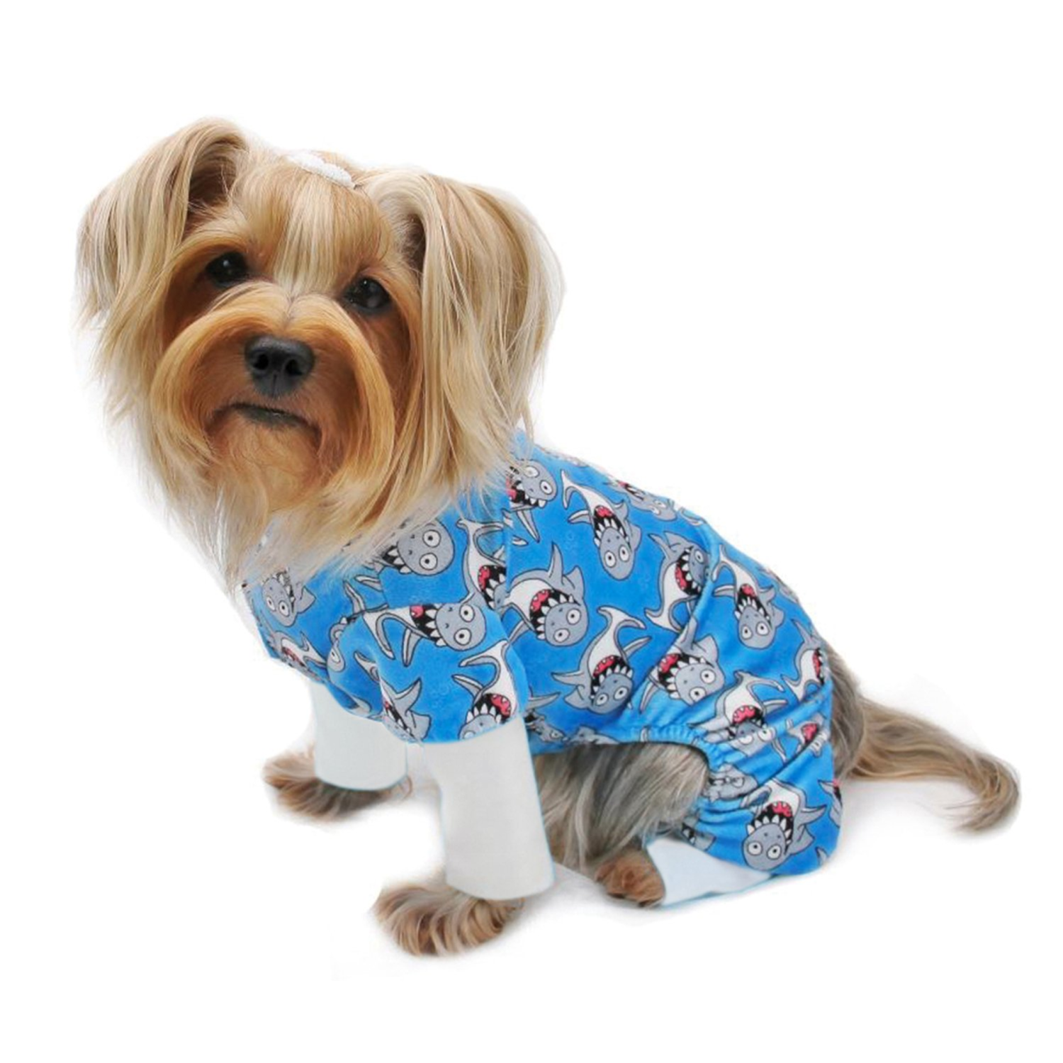 Klippo Pet Inc Ultra Soft Plush Minky Silly Sharks Pajamas Dog Clothes