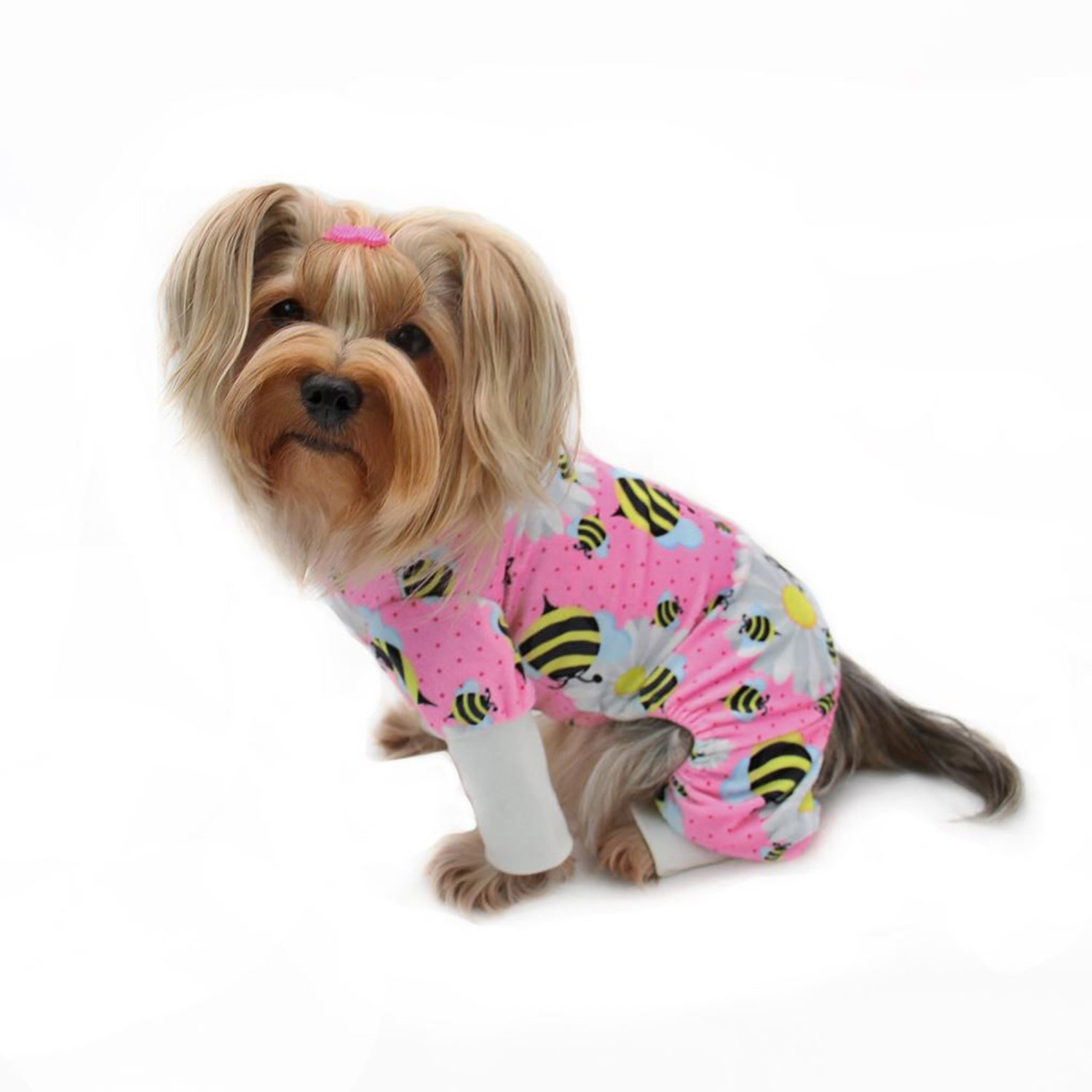 Klippo Pet Inc Ultra Soft Plush Minky Bumblebee & Flower Pajamas Dog Clothes