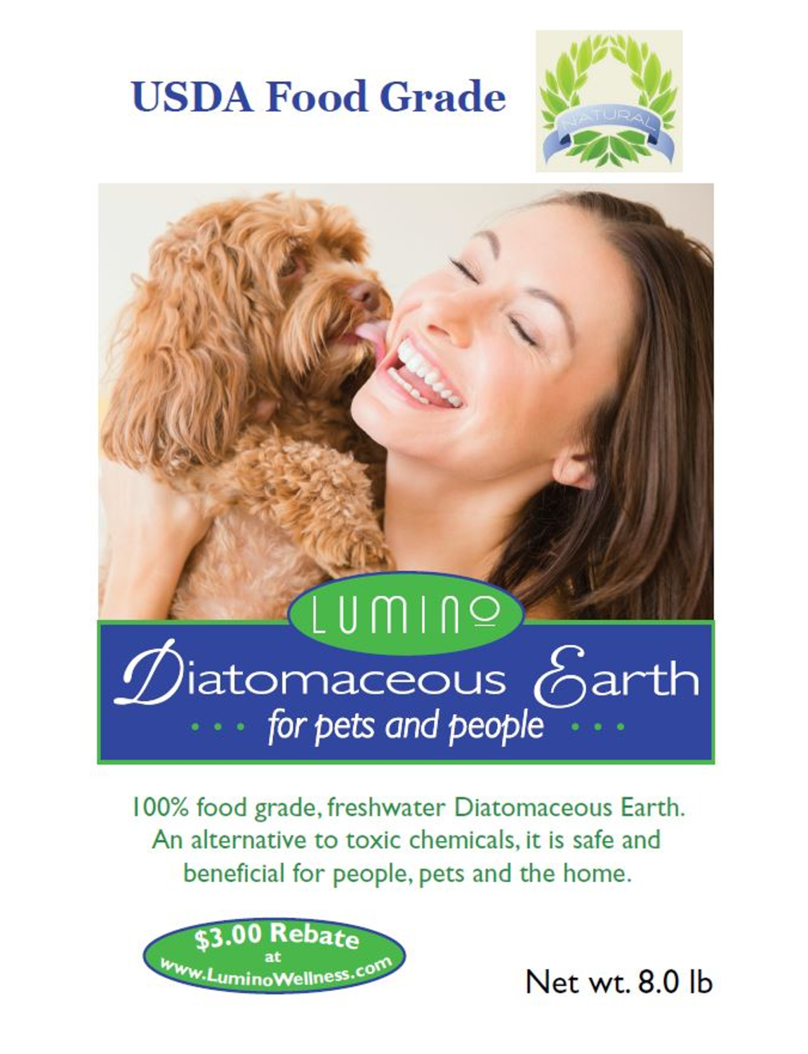 Lumino Wellness Food Grade Diatomaceous for Pets Odor Eliminators