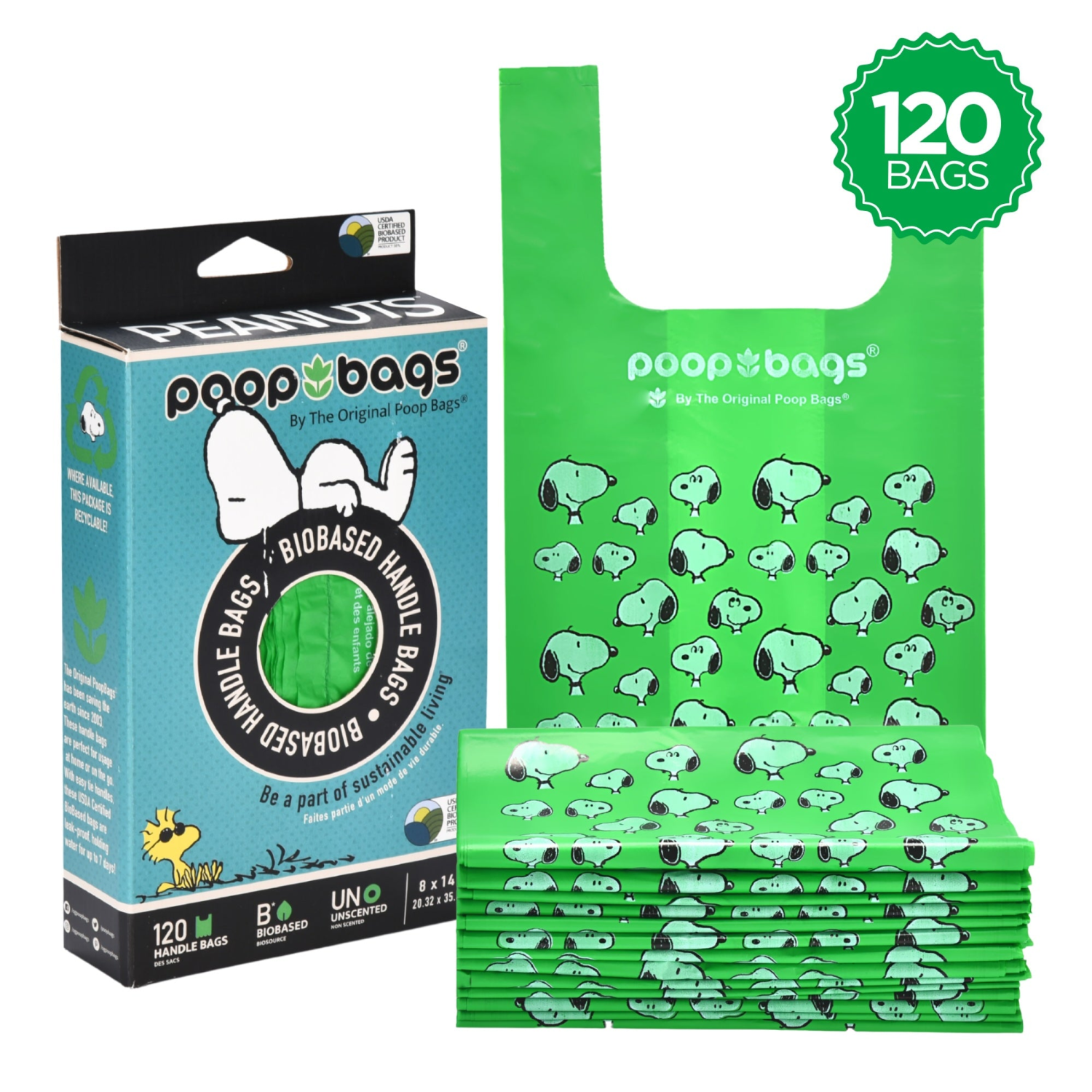 The Original Poop Bags® USDA Biobased Peanuts Handle Tie Poop Bags