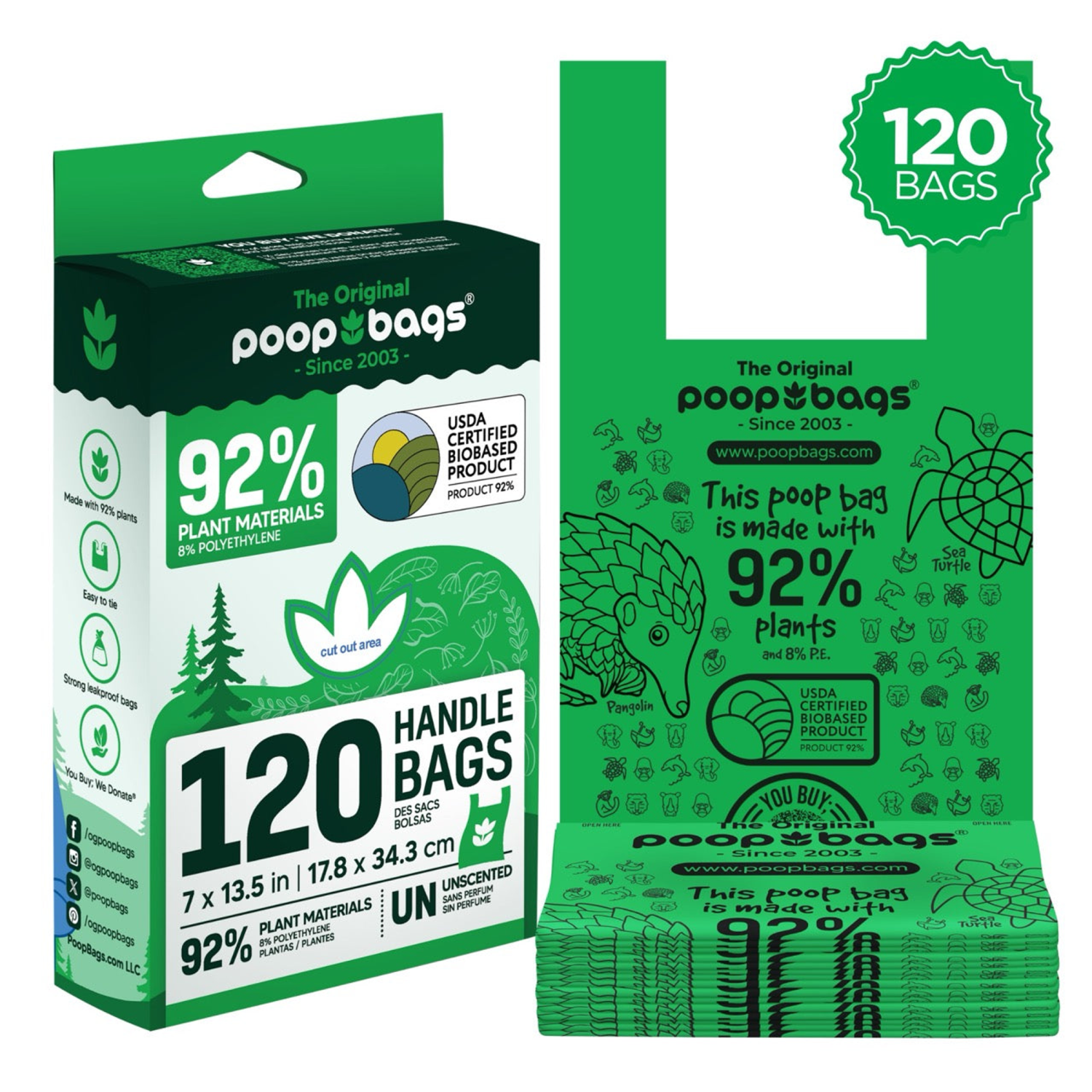 The Original Poop Bags® You Buy; We Donate Compostable Handle Tie Poop Bags