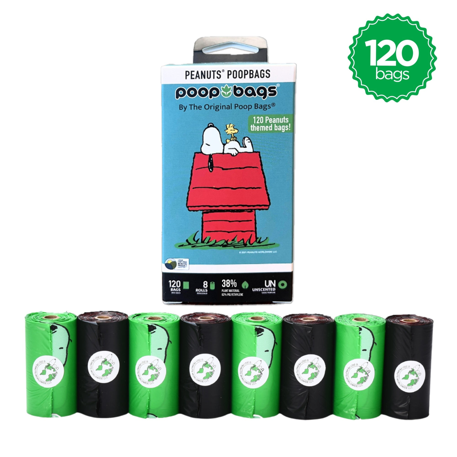 The Original Poop Bags® USDA Biobased Peanuts Unscented Leash Rolls Poop Bags