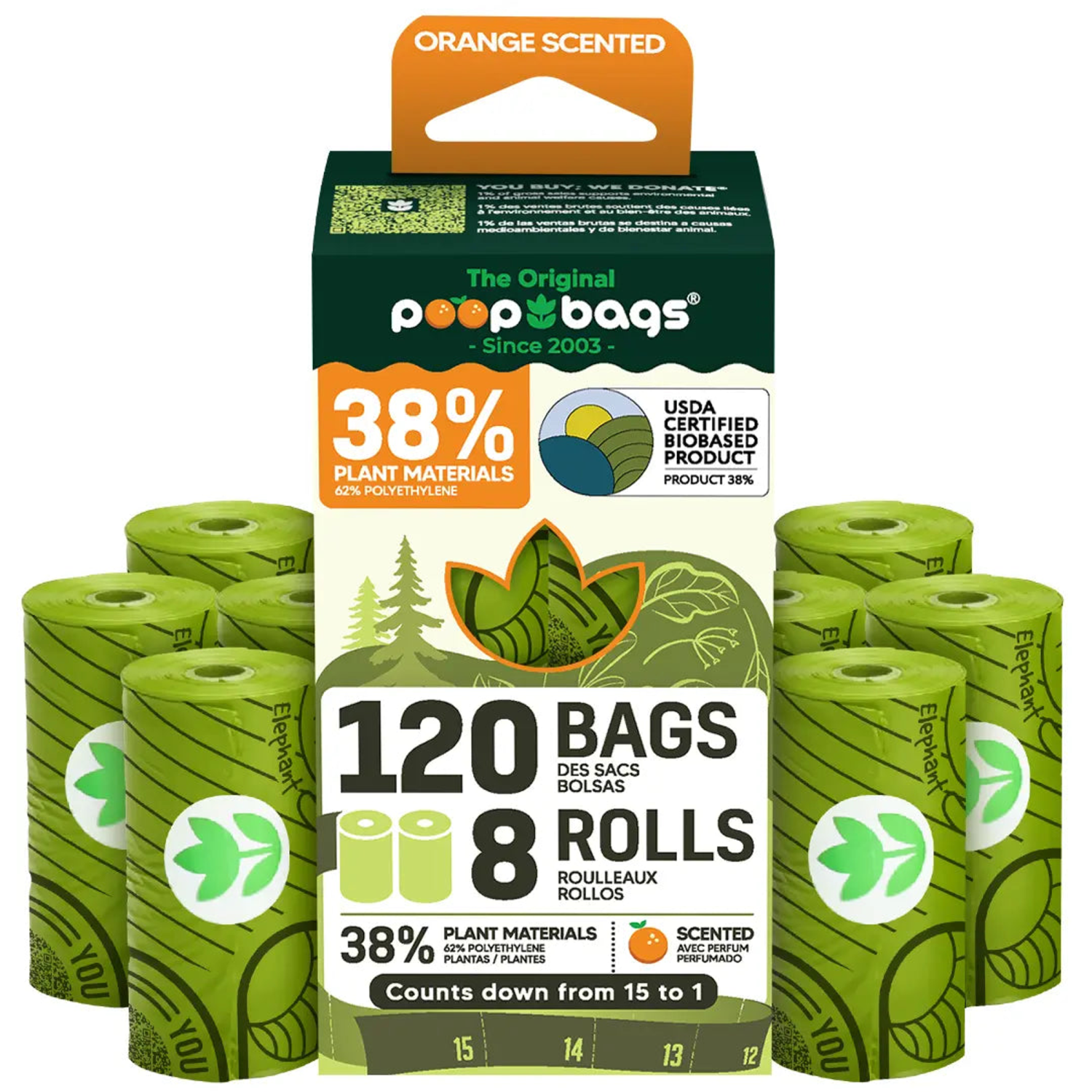 The Original Poop Bags® The Original Poop Bags Orange Scented USDA Biobased Rolls Poop Bags