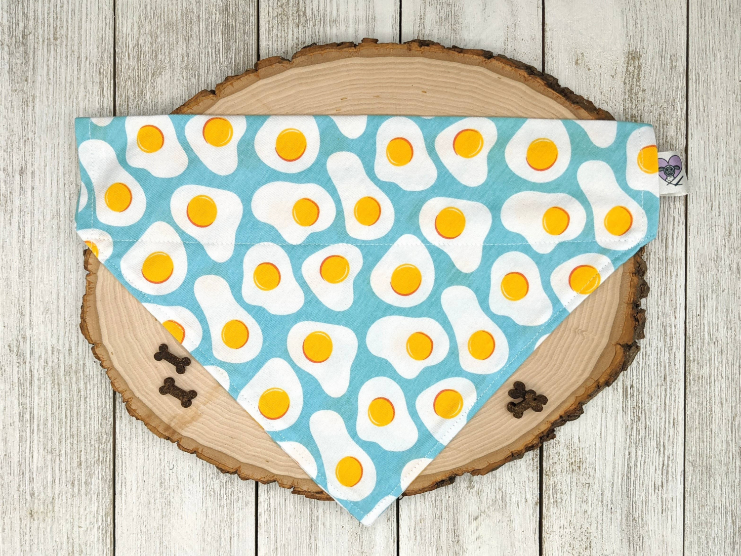That's Sew LambMa Sunny Side Up Eggs - No Tie Dog Collar Bandana Dog Bandana