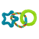 Pet Edge CHP 3 ring TPR Rope toy Star Blu TPR
