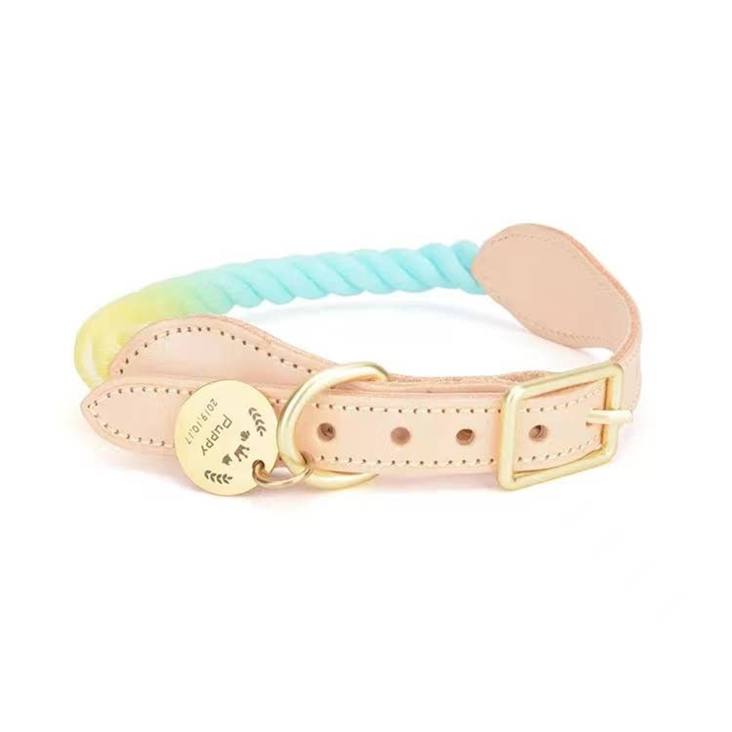 Pawsome Pets CA Luxe Royal Leather Rope Collar Dog Collars