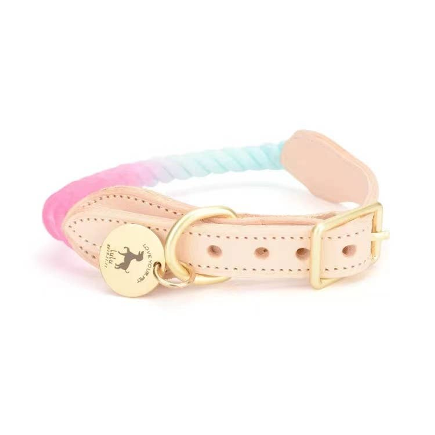 Pawsome Pets CA Luxe Royal Leather Rope Collar Dog Collars