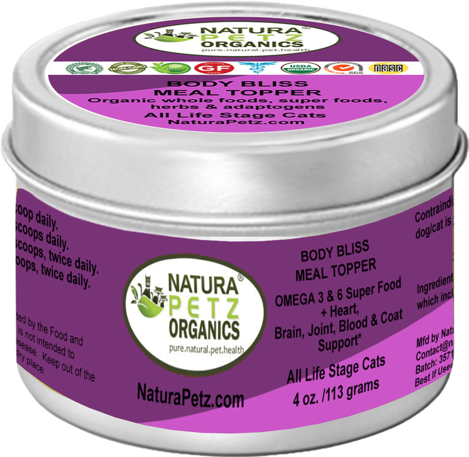 Organic Pet Systems Body Bliss Meal Topper- Omega 3 & 6 Super Food + Heart