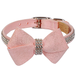 Susan Lanci Designs Susan Lanci Designs Puppy Pink Glitzerati Nouveau Bow 3 Row Giltmore Collar Pet Collars