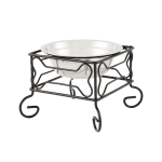 YML GROUP INC YML Wrought Iron Stand with Single Stainless Steel Feeder Bowl Food & Water Bowls