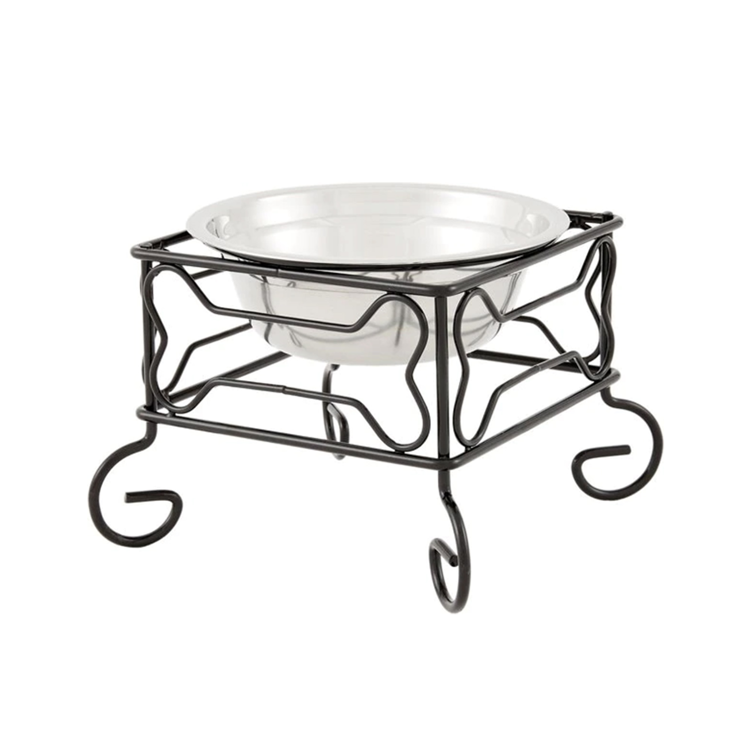 YML GROUP INC YML Wrought Iron Stand with Single Stainless Steel Feeder Bowl Food & Water Bowls
