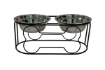 YML GROUP INC YML Wrought Iron Stand with Double Stainless Steel Feeder Bowls Food & Water Bowls