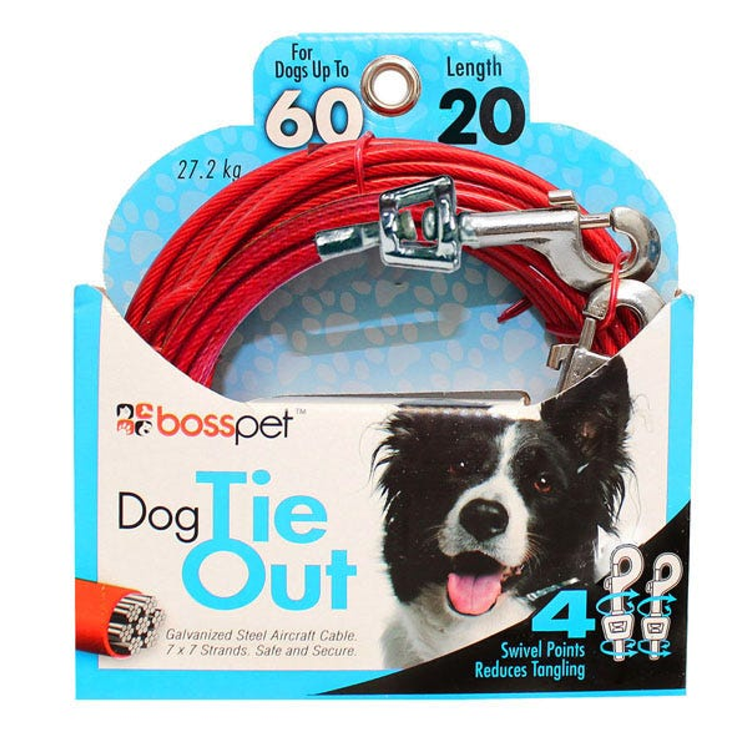 Pet Edge BP Tie-Out Swivel Snap 20ft Lrg Tie-Outs