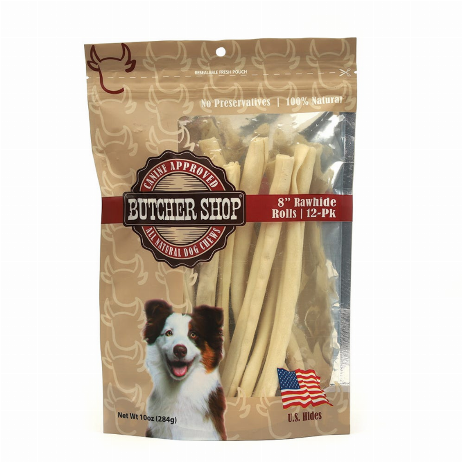 Pet Edge Treats Pet Edge 12 Pk 8 Inch Natural Rawhide Treats