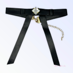 Bark Fifth Avenue Black Vegan Leather Long Bow Necklace Dog Collars
