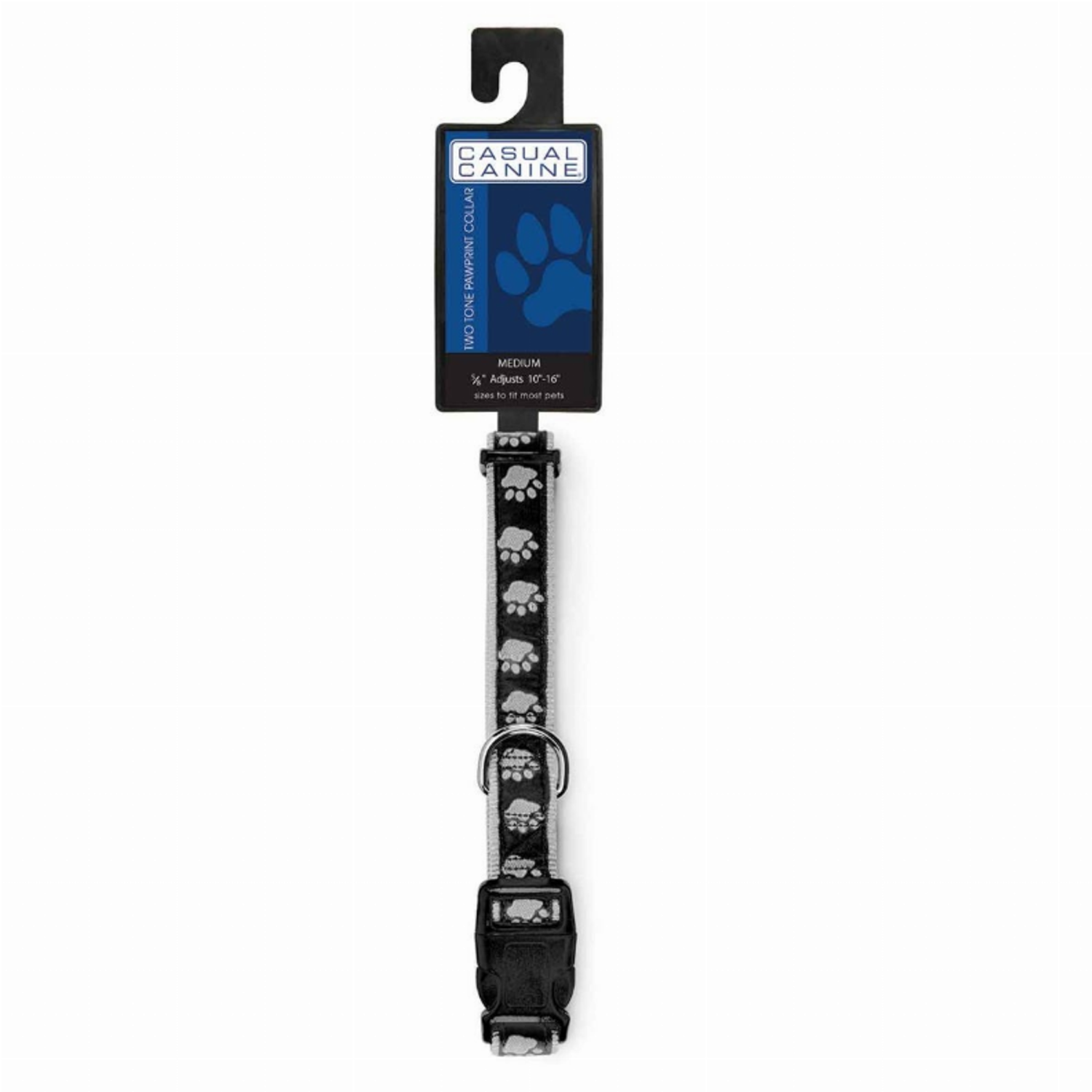 Pet Edge Collars Pet Edge CC TwoTone Pawprint Collar 18-26In Blk Collars