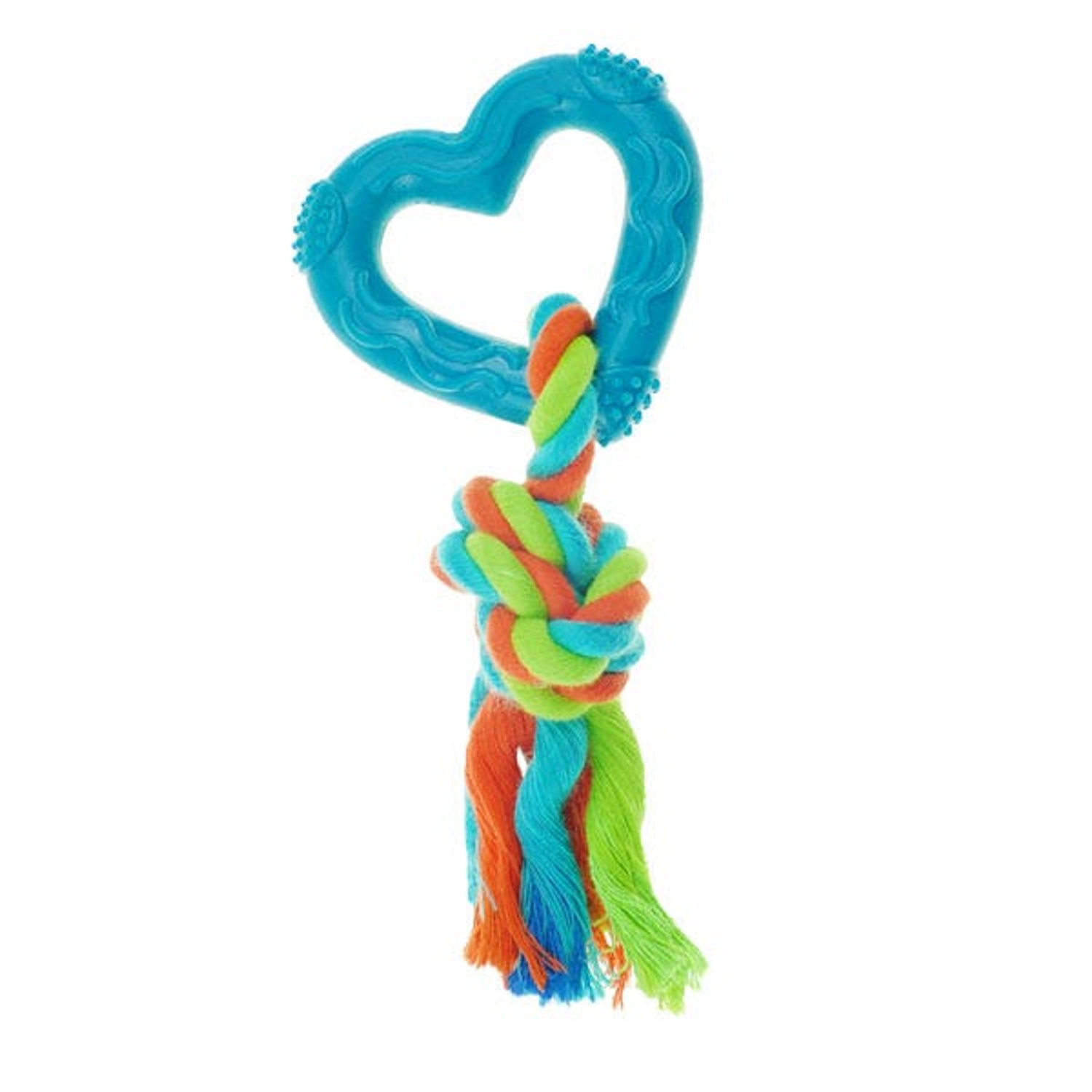 Pet Edge CHP Rope with TPR Heart Blu TPR
