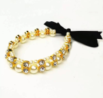 Bark Fifth Avenue Lovely Pearl Ribbon Necklace Dog Collars