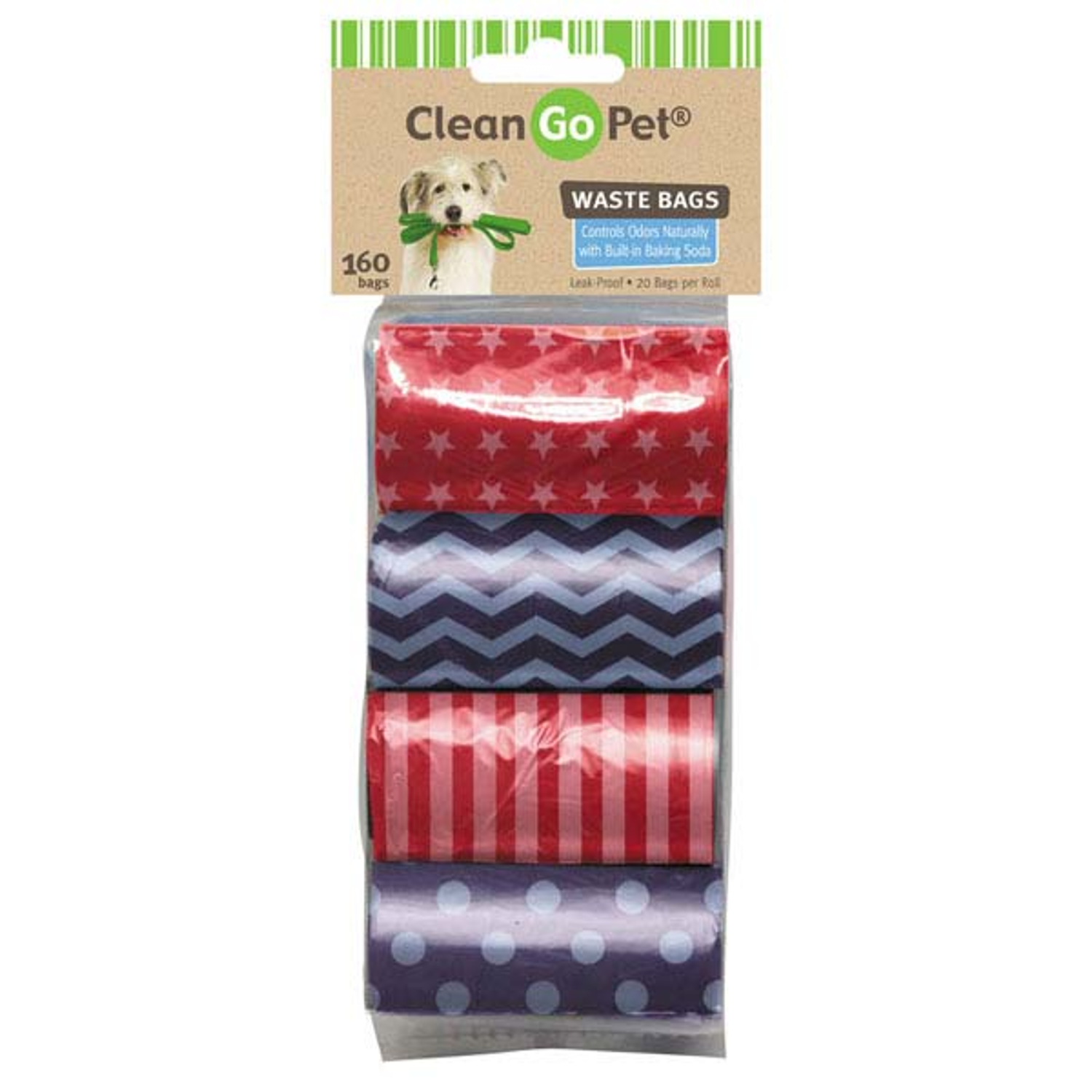 Pet Edge Waste removal Pet Edge CG Waste Bags 8 Roll Stars & Stripes Waste removal