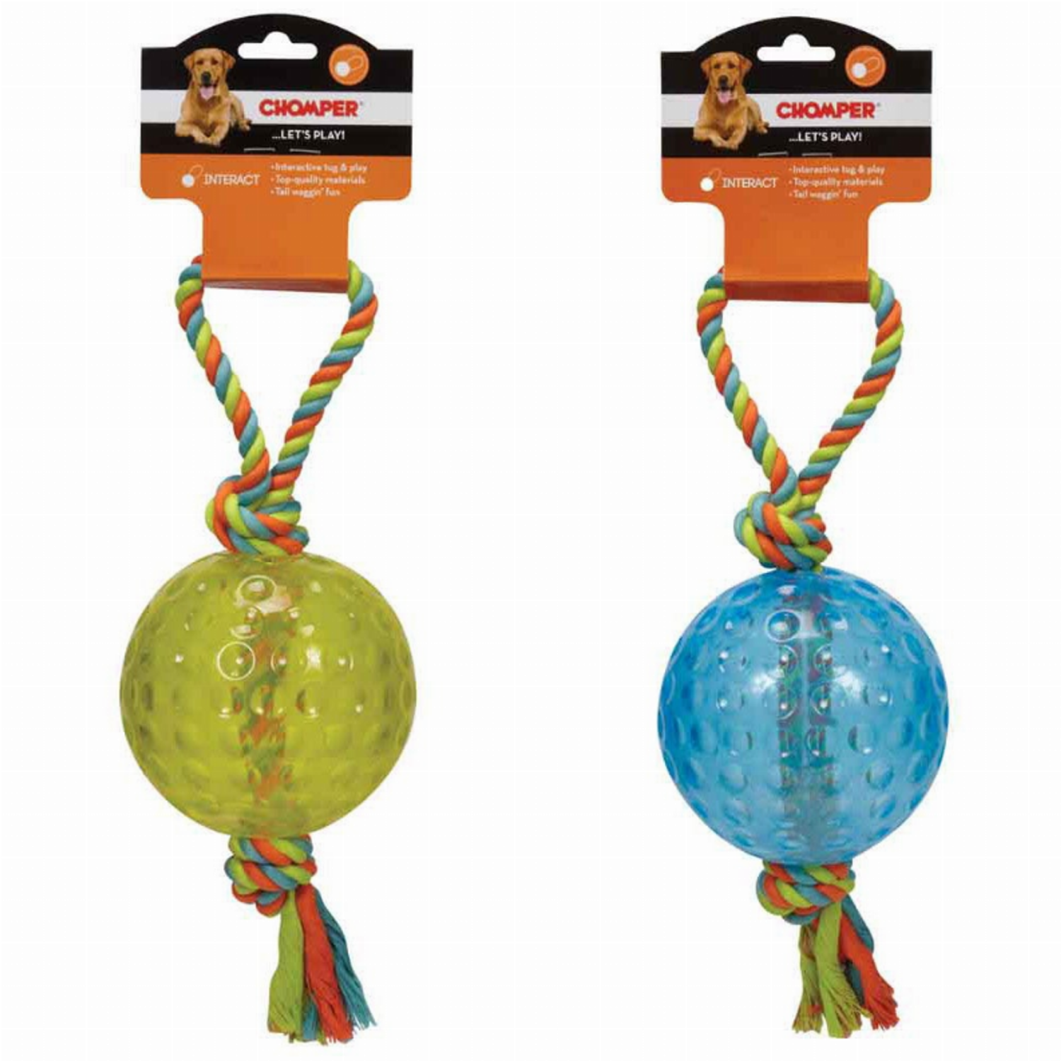 Pet Edge CHP 5in TPR Ball With Rope Tug TPR