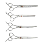 Pet Edge GE Supra 4Pc Kit -Strght Crv Thnr Fnsh Shears