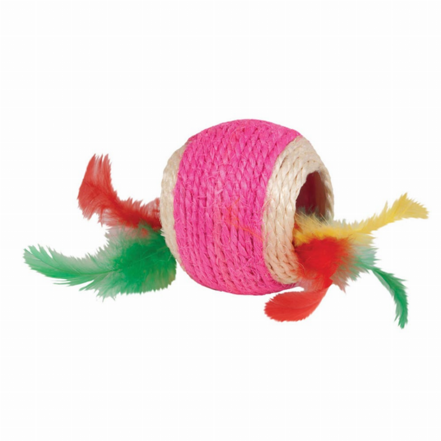 Pet Edge KB Jute Ball With Feather Middle Toys