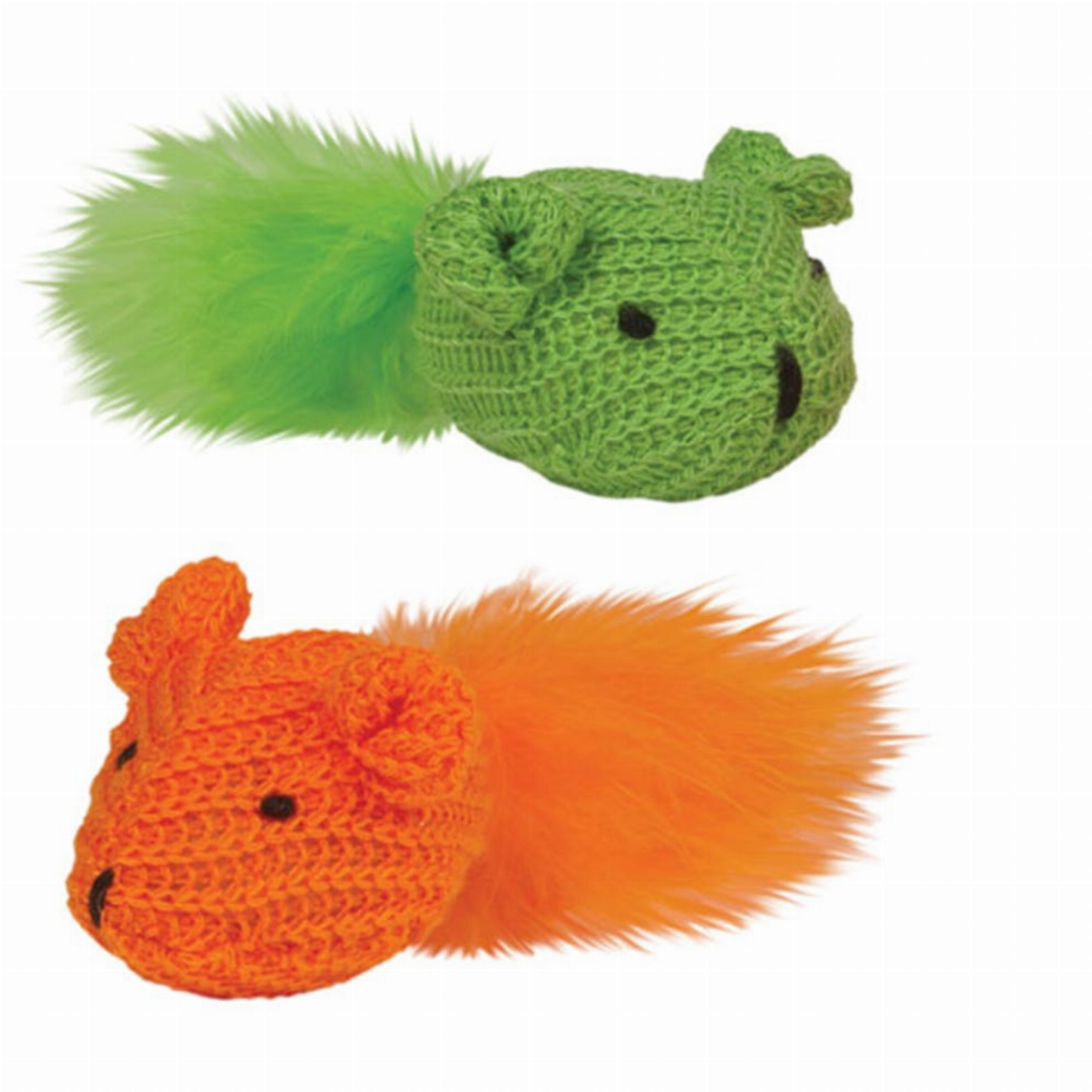 Pet Edge KB Knit Mouse with Feather 2Pk Toys