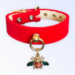 Bark Fifth Avenue Red Velvet Bee Collar Dog Collars