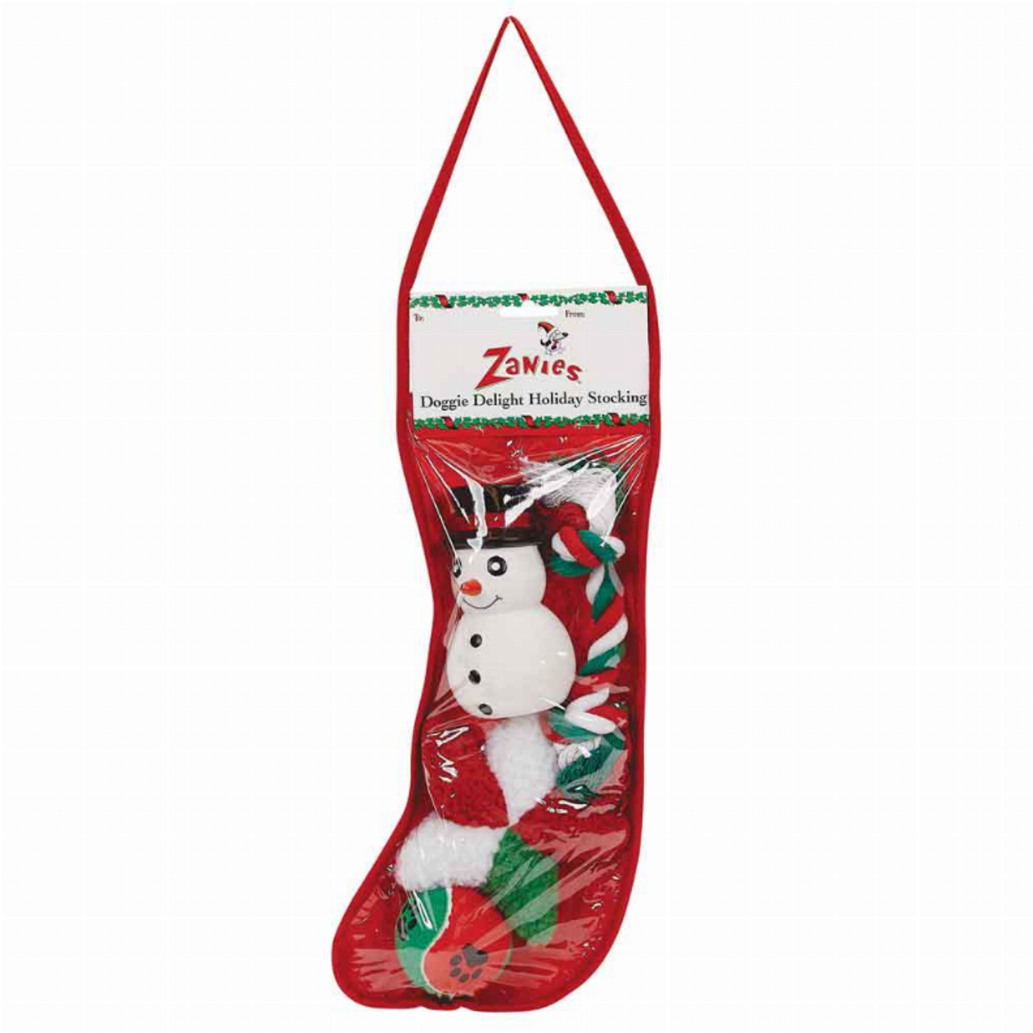 Pet Edge ZA Dog Delite Hol Stocking 14In Snowmn Holiday