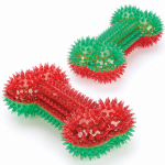 Pet Edge ZA Holiday Squeaky Spike Bone 6.5 in Holiday