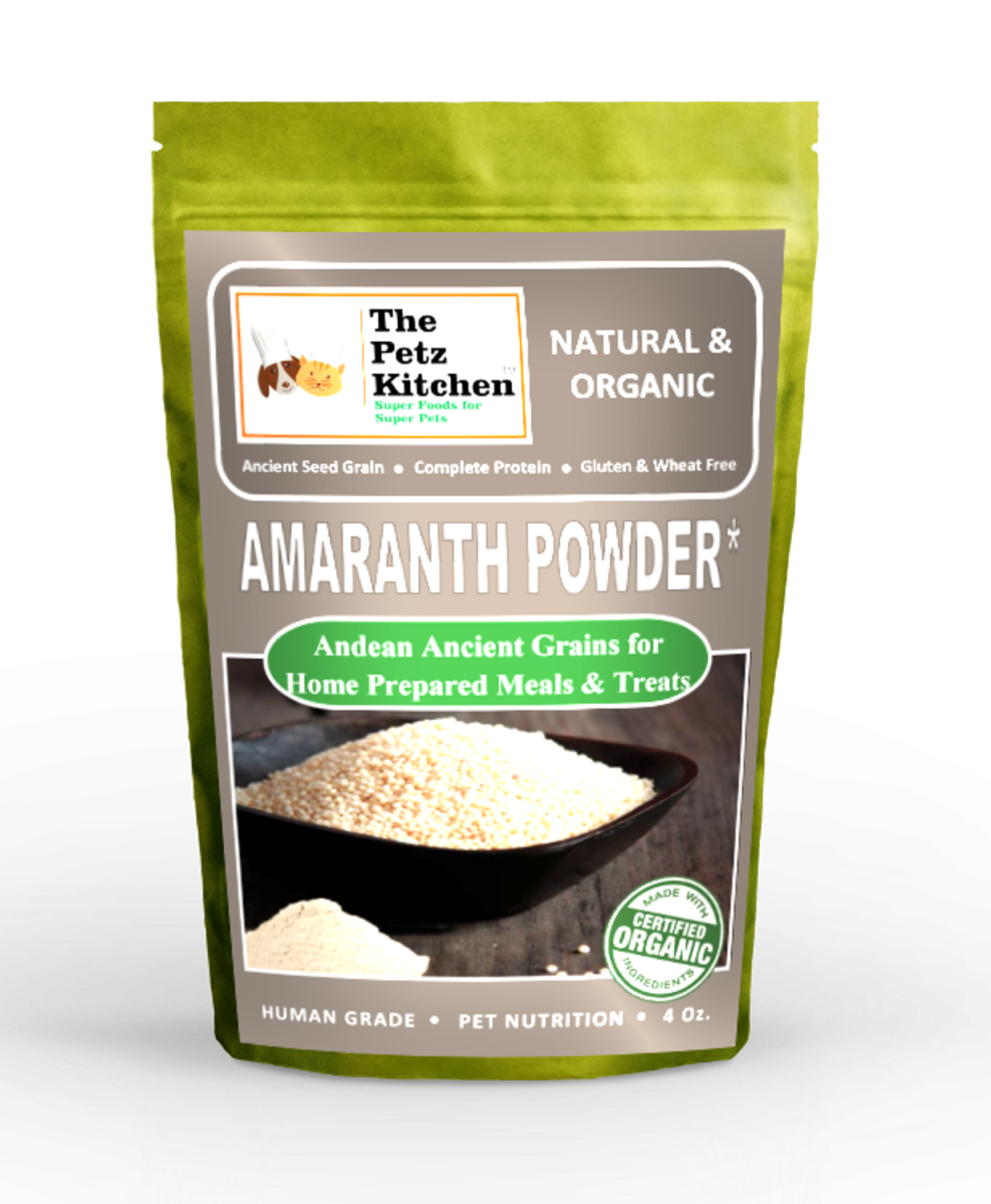 Organic Pet Systems Amaranth Powder - Ancient Seed Grain & Complete Protein - Gluten & Wheat Free Animal Vitamins & Supplements