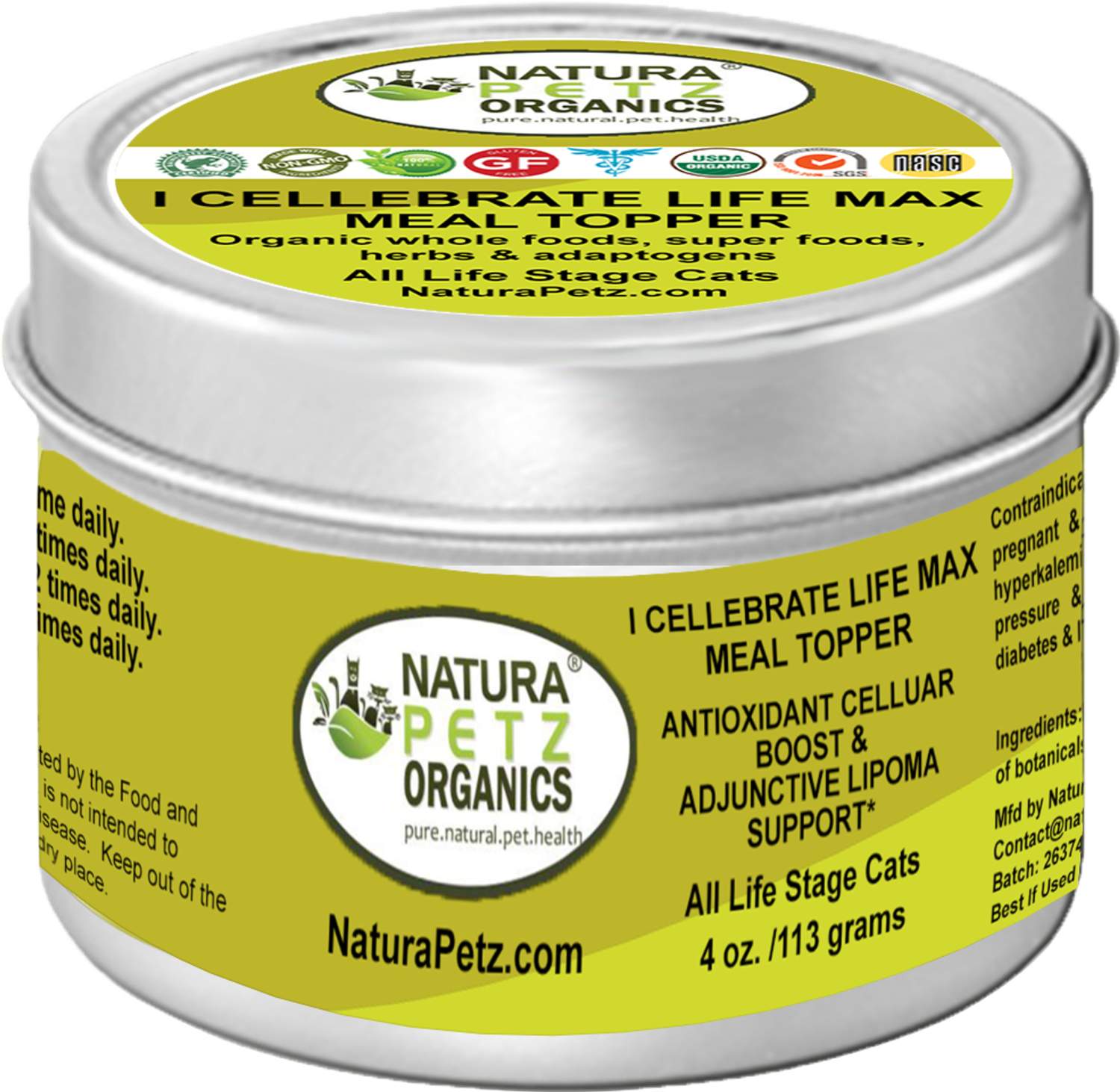 Organic Pet Systems I Cellebrate Life Max Meal Topper- Antioxidant Cellular Boost + Adjunctive Lipoma Support* Dog Food Toppers
