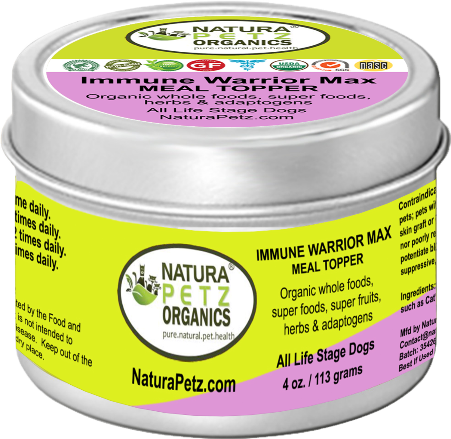 Organic Pet Systems Immune Warrior Max Meal Topper* Master Blend Immune Regulator & Anti-Inflammatory Support* For  Dogs & Cats Dog Food Toppers
