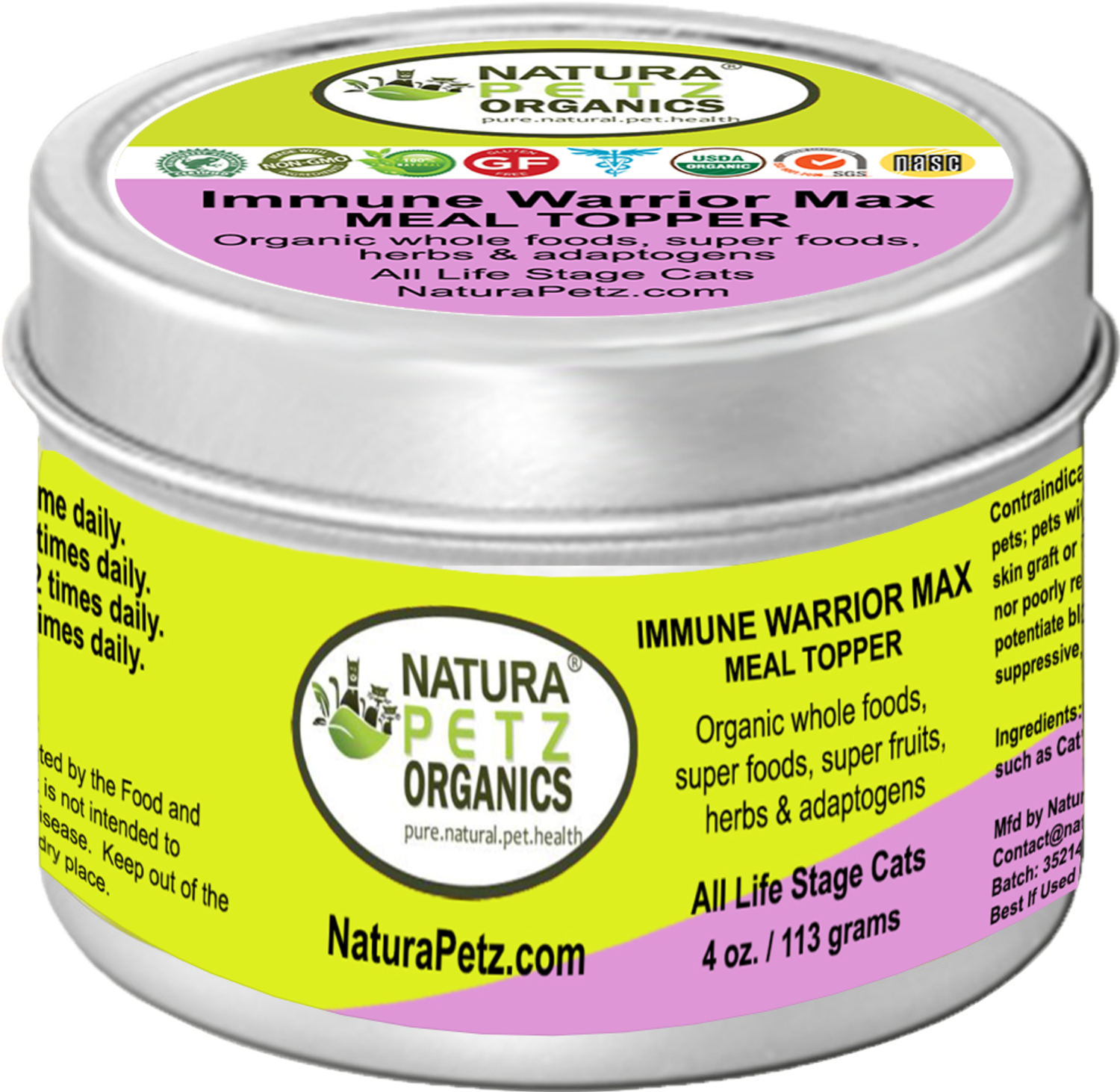 Organic Pet Systems Immune Warrior Max Meal Topper* Master Blend Immune Regulator & Anti-Inflammatory Support* For  Dogs & Cats Dog Food Toppers