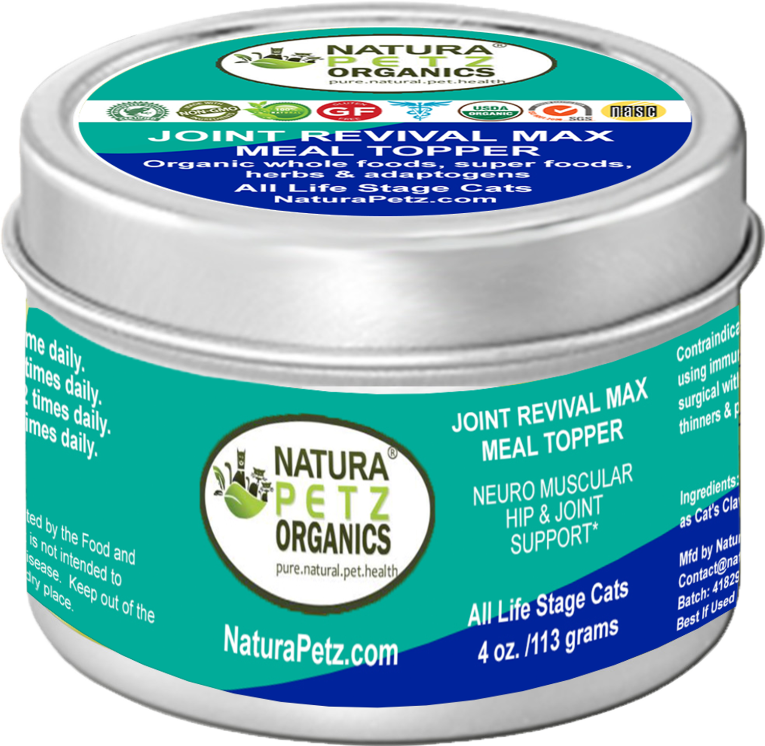 Organic Pet Systems Joint Revival Max Master Blend Meal Topper* Neuro Muscular Hip & Joint Support* Master Blend For Dogs & Cats* Dog Food Toppers