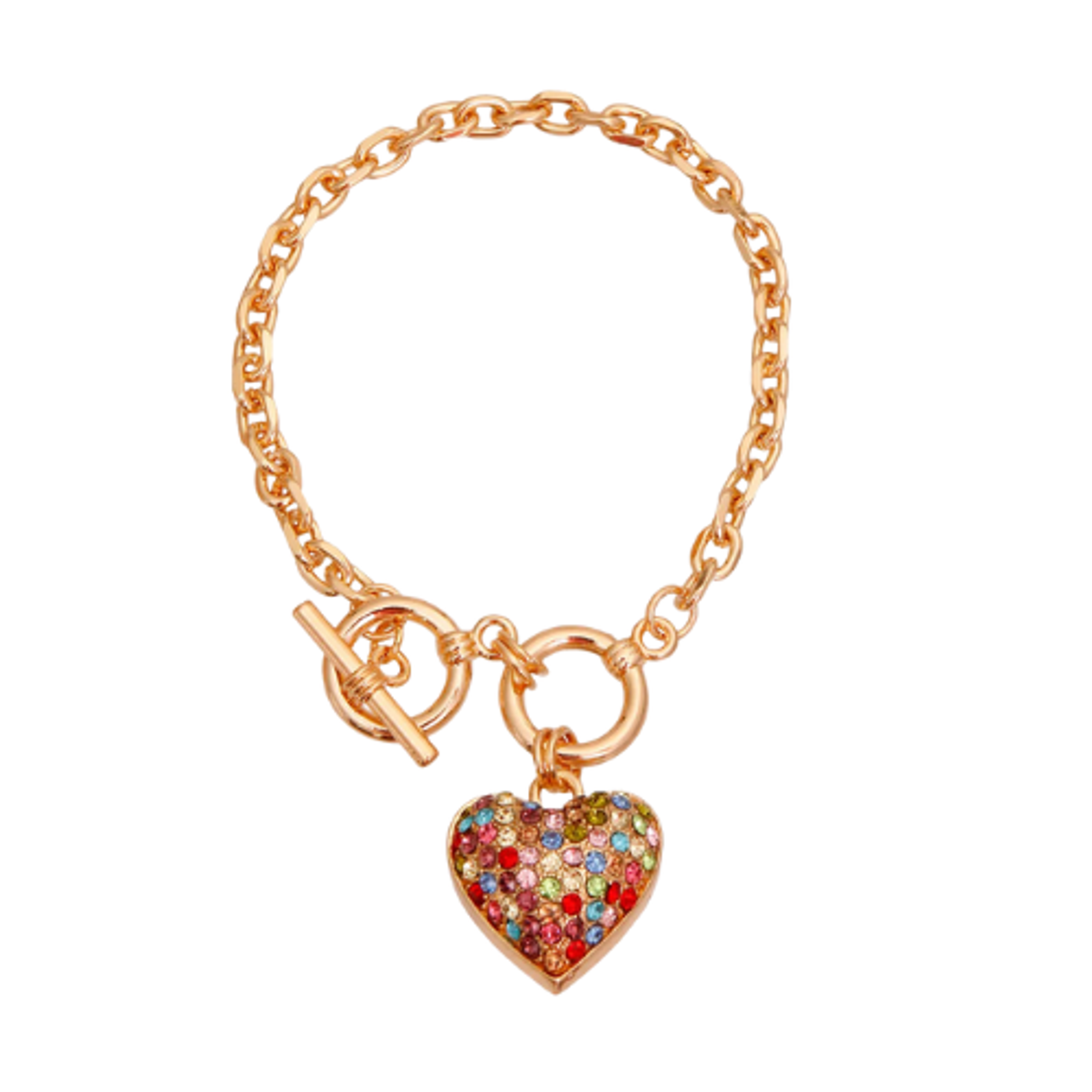 Bark Fifth Avenue Gold Chain 3D Multi-Color Heart Dog Necklace Dog Collars