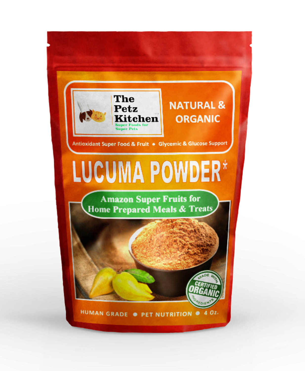 Organic Pet Systems Lucuma Powder - Glycemic Glucose & Digestive Support*  Antioxidant Usda Organic Super Food & Fruit The Petz Kitchen Animal Vitamins & Supplements