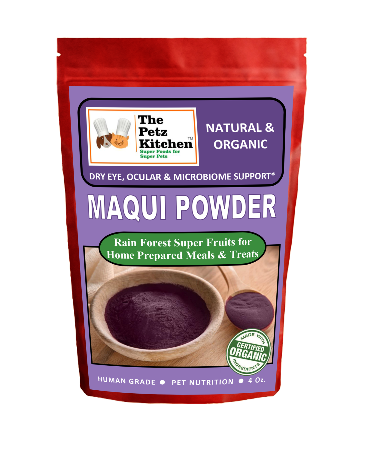 Organic Pet Systems Maqui Berry Powder - Dry Eye Ocular & Microbiome Support* Organic The Petz Kitchen Dog & Cat Holistic Super Foods* Animal Vitamins & Supplements