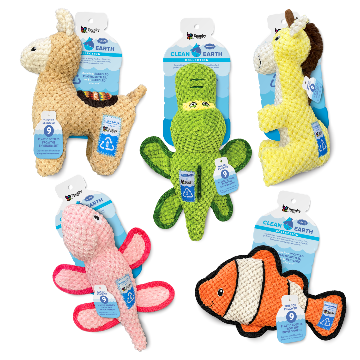Spunky Pup Dog Toys Clean Earth Plush - Textured - 100% Sustainable Dog Toys