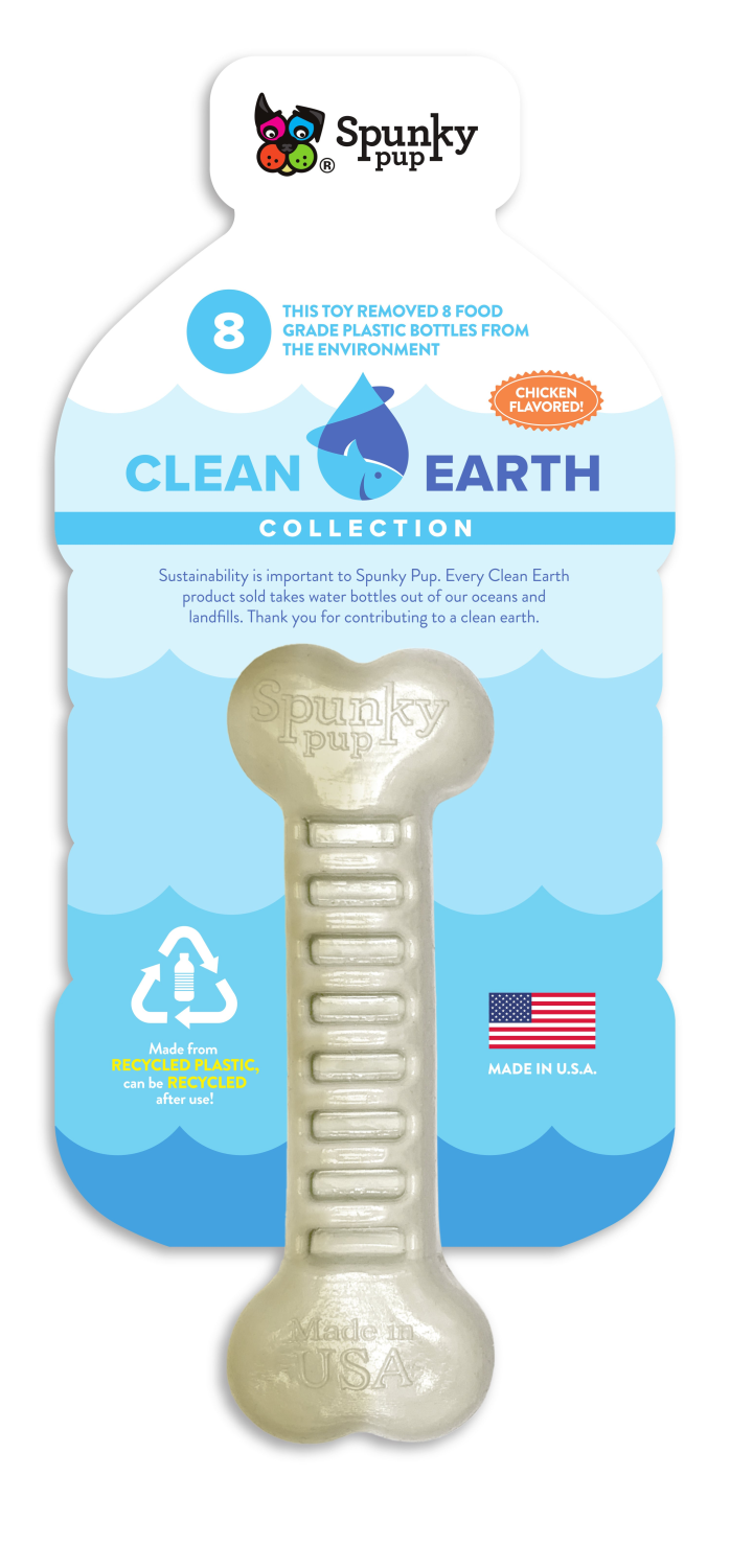 Spunky Pup Dog Toys Clean Earth Hard Chews - 100% Sustainable - USA Made Dog Toys