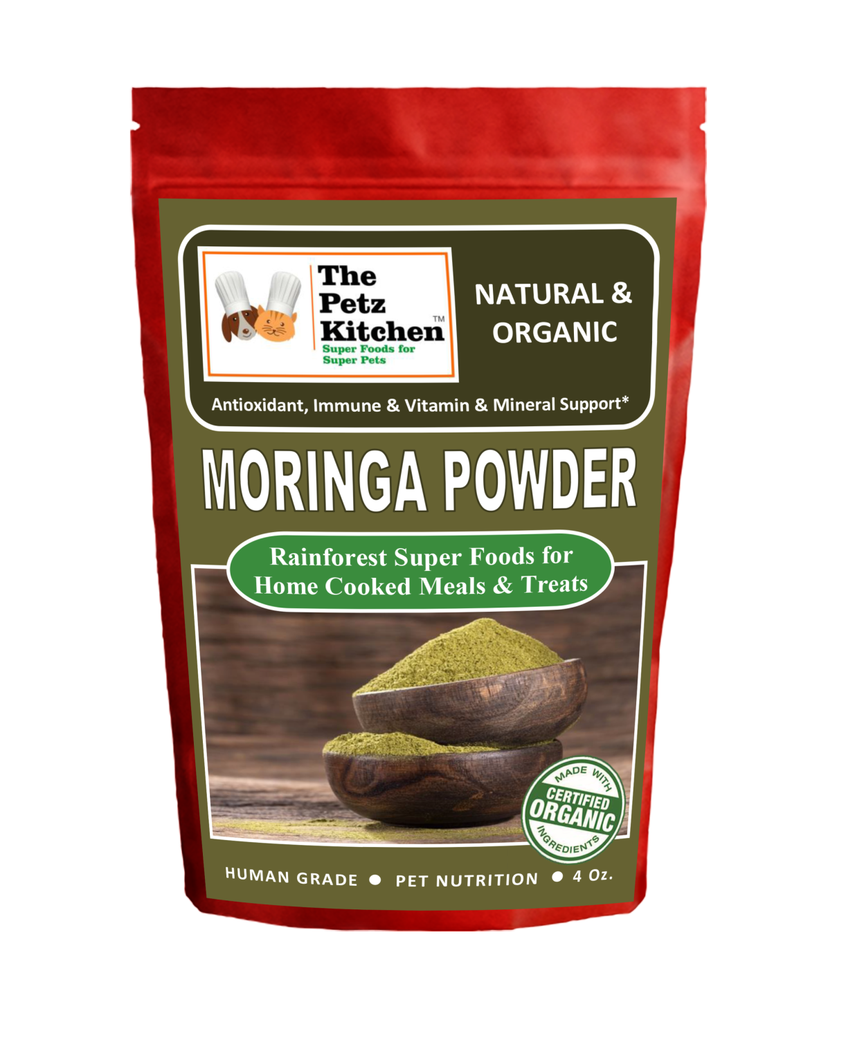 Organic Pet Systems Moringa Leaf Powder Organic Antioxidant Vitamin & Mineral Support* The Petz Kitchen Super Foods Animal Vitamins & Supplements