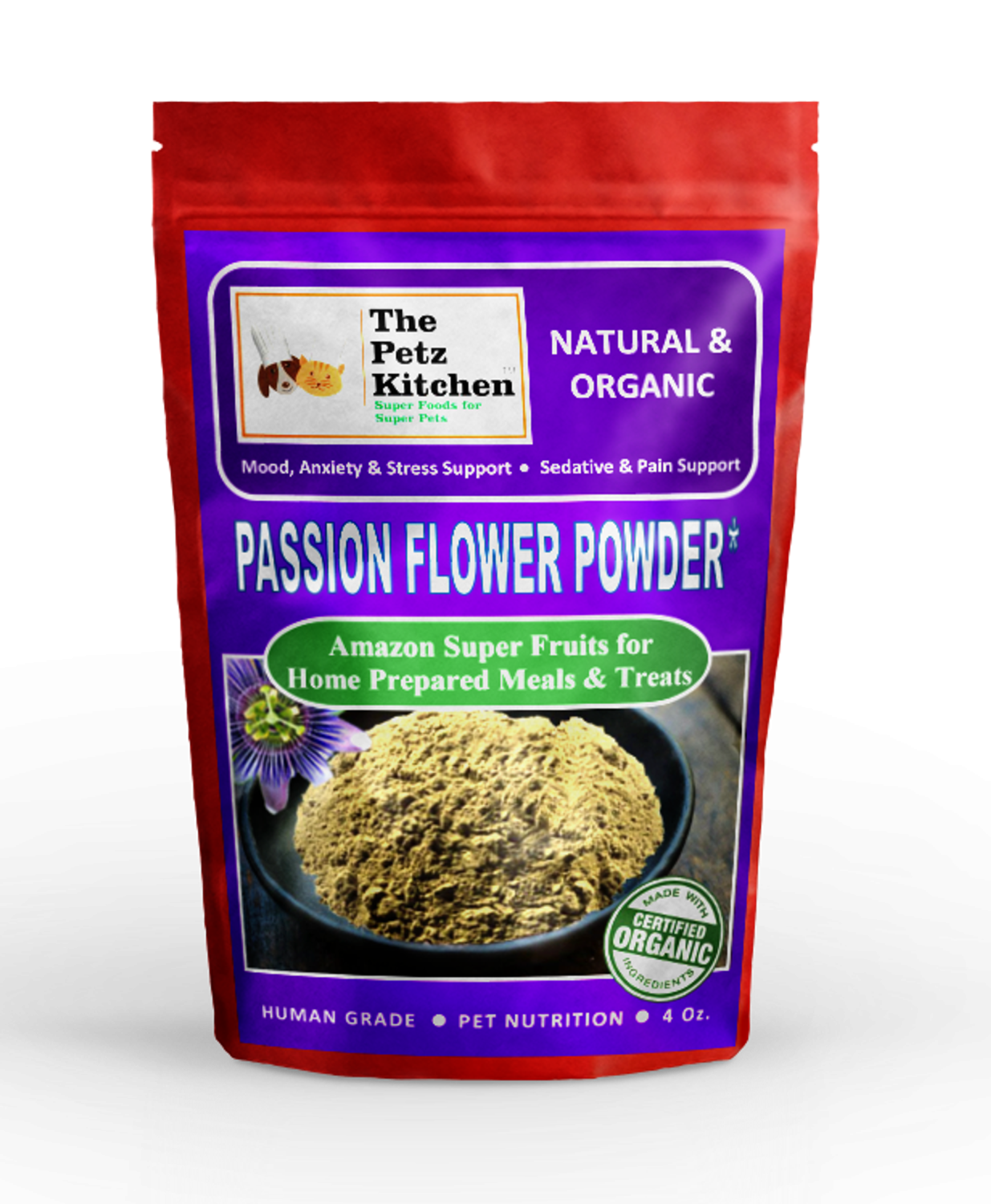 Organic Pet Systems Passion Flower - Mood Anxiety Stress Sedative & Pain Support* - The Petz Kitchen Animal Vitamins & Supplements