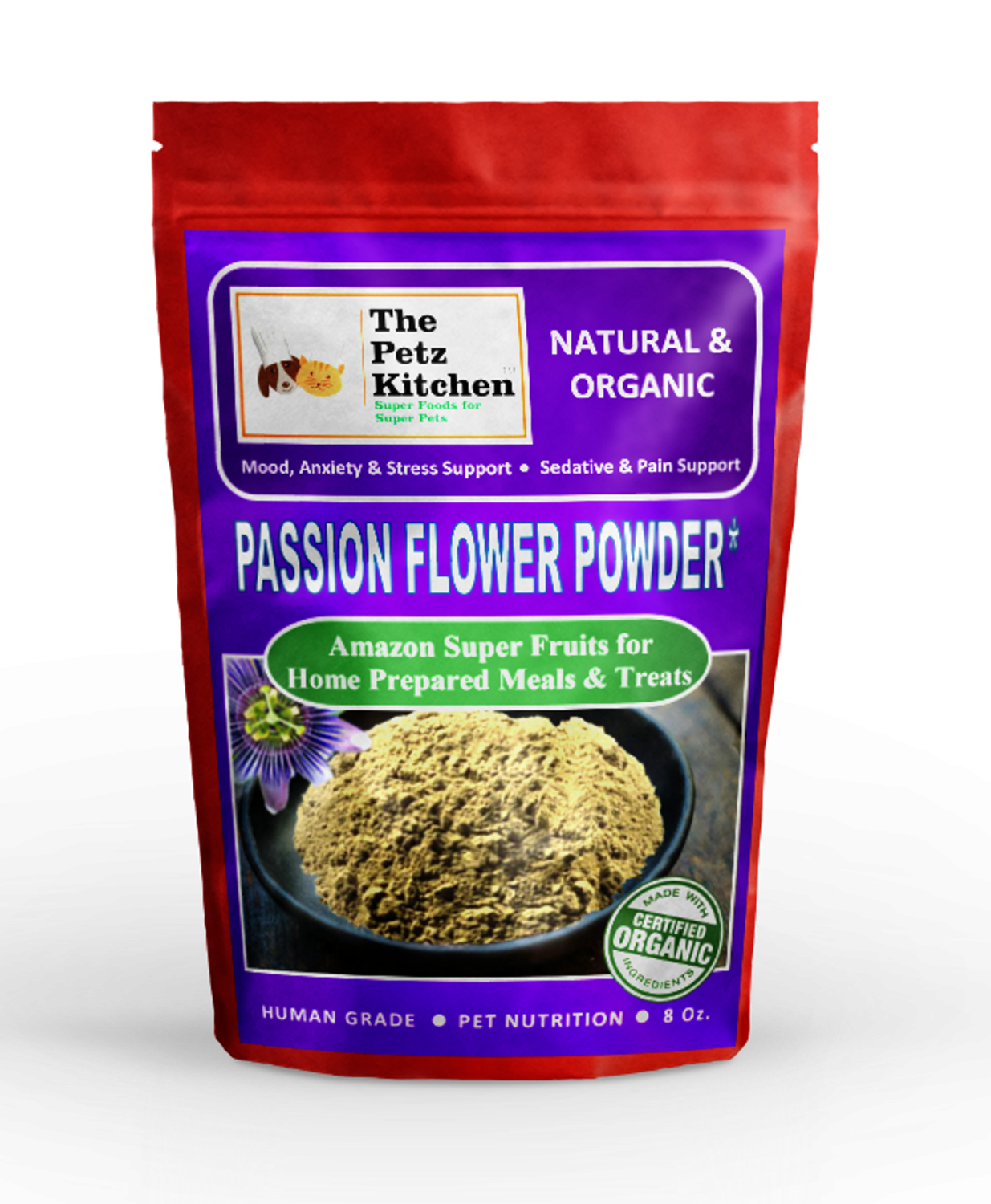 Organic Pet Systems Passion Flower - Mood Anxiety Stress Sedative & Pain Support* - The Petz Kitchen Animal Vitamins & Supplements