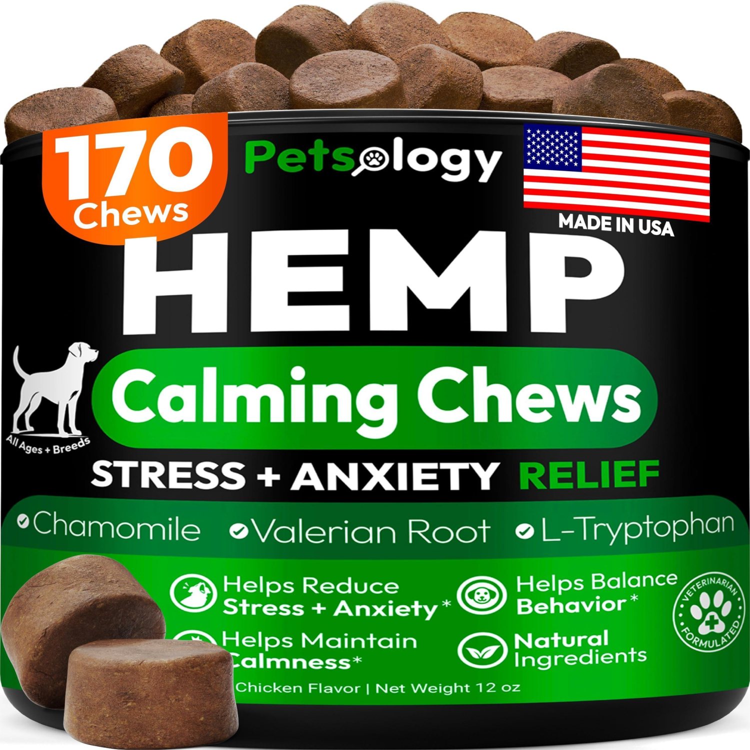 Onlihub Inc Hemp Calming Chews for Dogs Pet Supplements