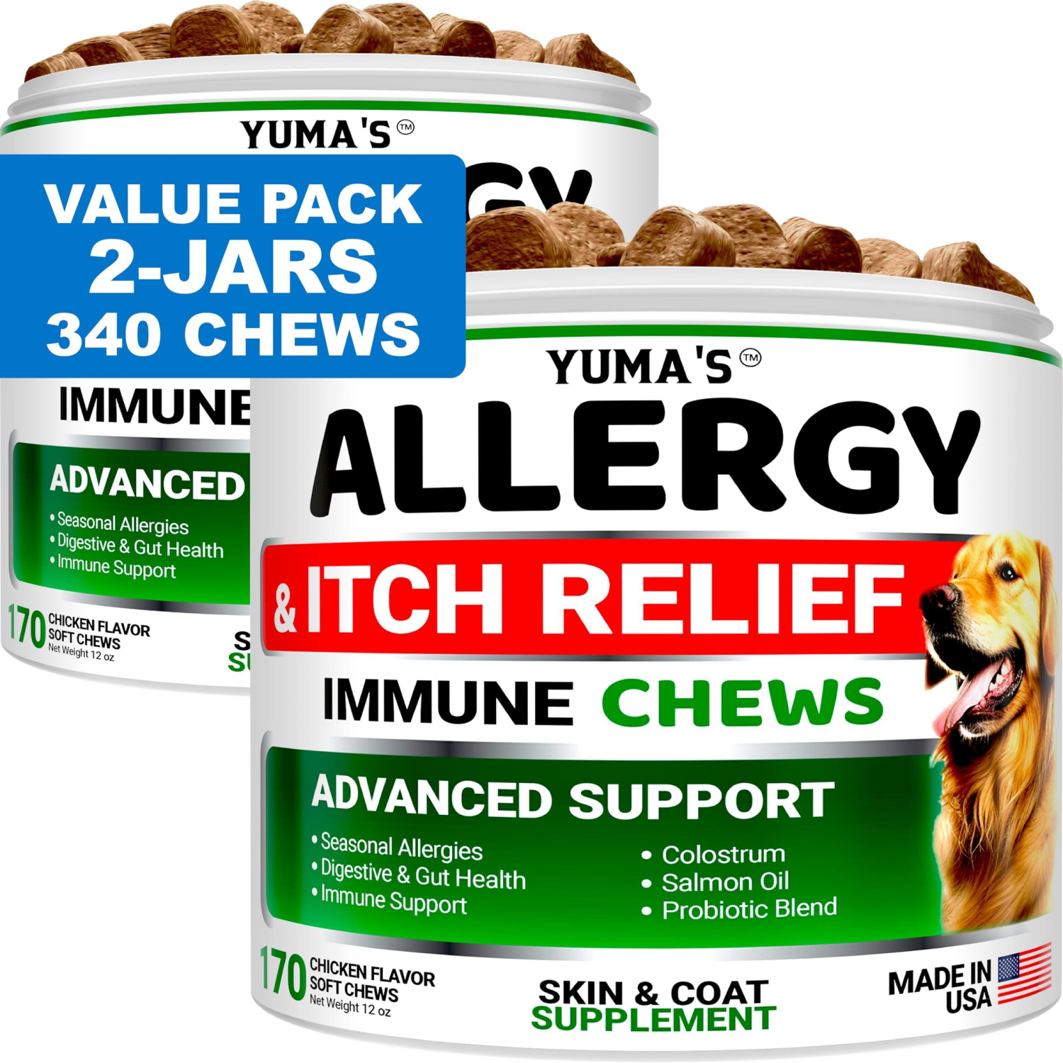 Onlihub Inc 2 Pack Dog Allergy Relief Chews Pet Supplements