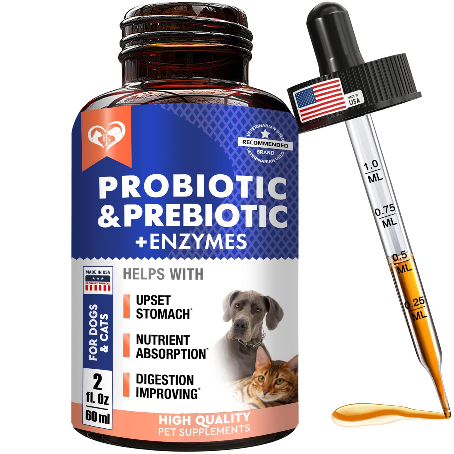 Onlihub Inc Probiotics & Prebiotics with Enzymes for Dogs and Cats Pet Supplements