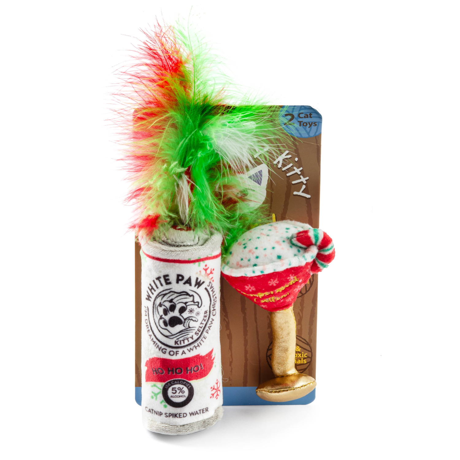 Haute Diggity Dog LLC White Paw & Cattini Stocking Stuffers Christmas Catnip Toys Cat Toys